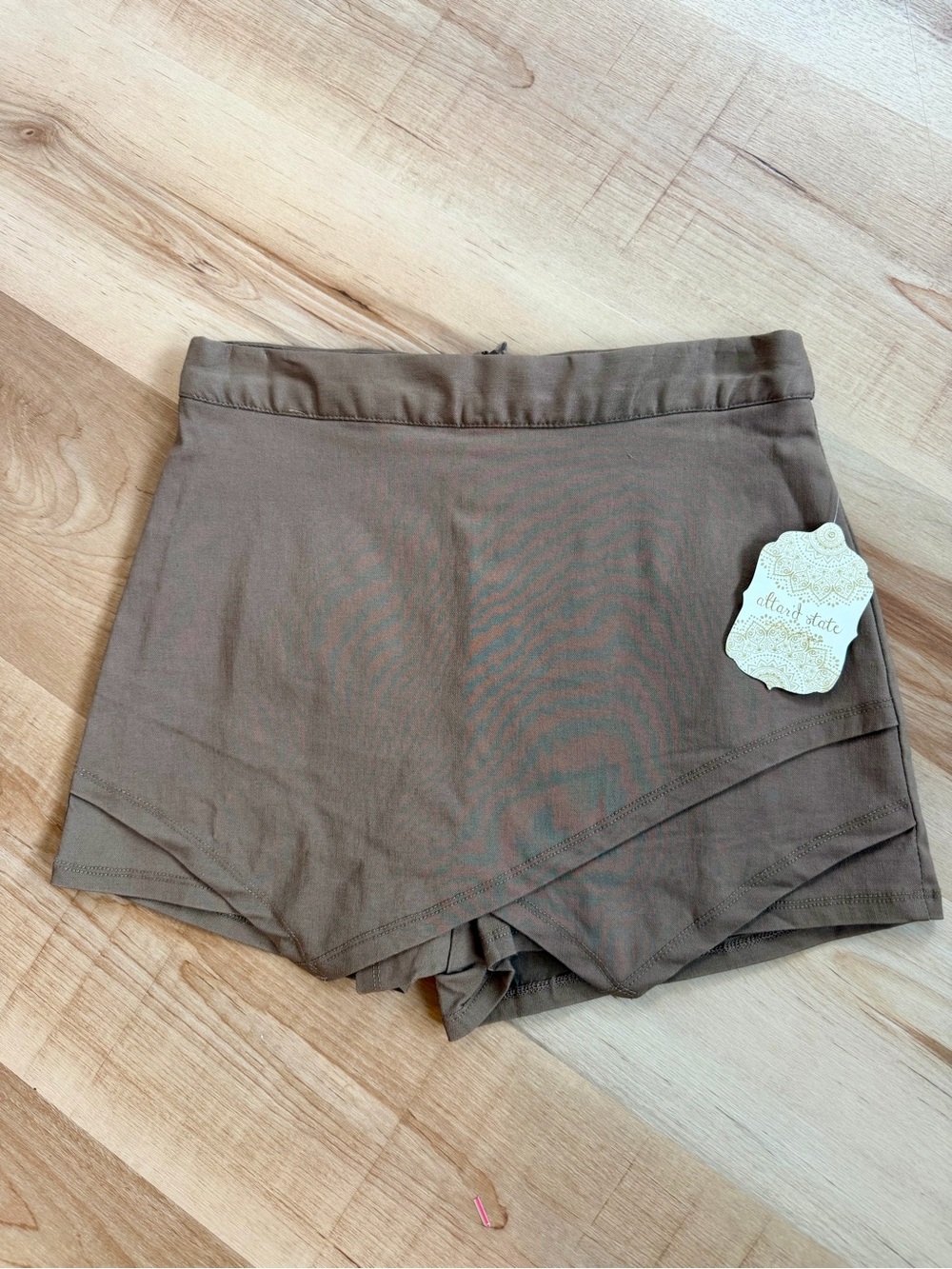 Altar'd State Taupe Layered Wrap-Front Skort